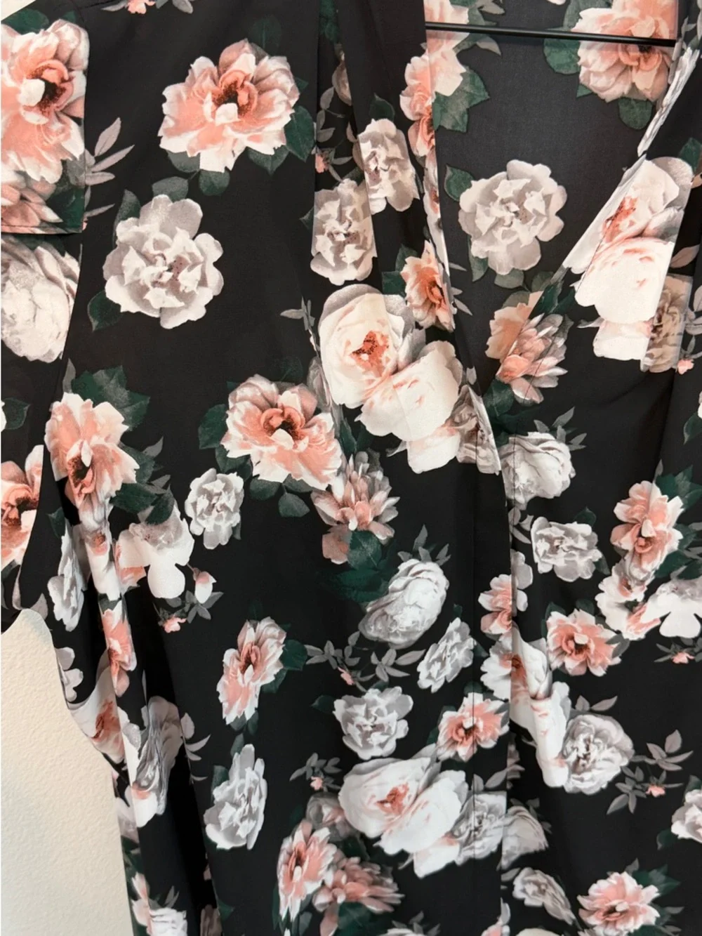 Calvin Klein Black Floral Wrap-Style Flutter Sleeve Blouse - Picture 5 of 9